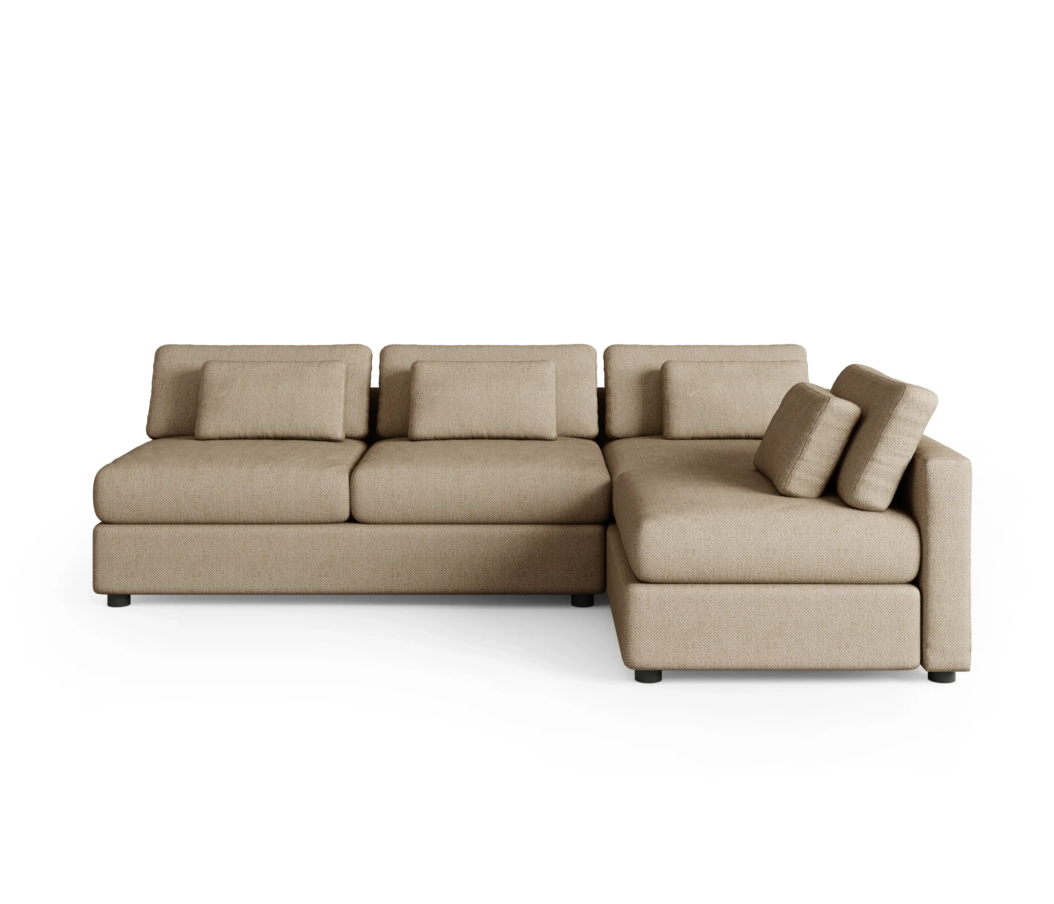 Tan beige Urban Sectional Sofa with deep seats and an extended chaise