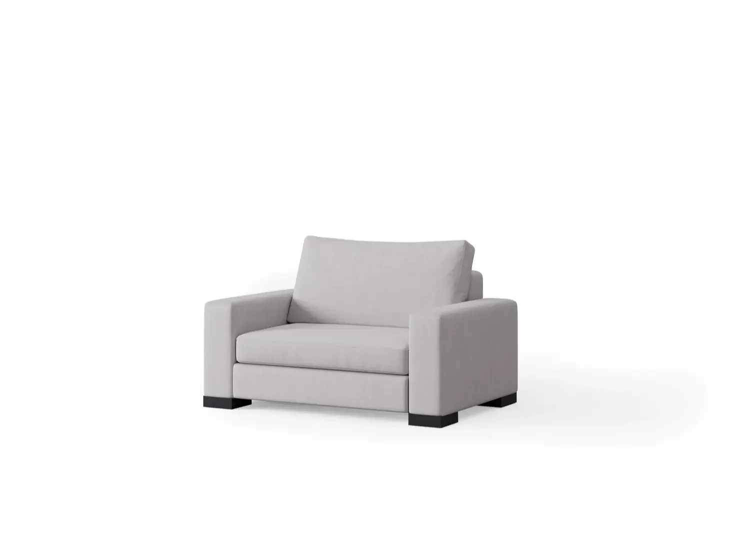 Compact light-gray Zen armchair with single deep seat cushion and square arms