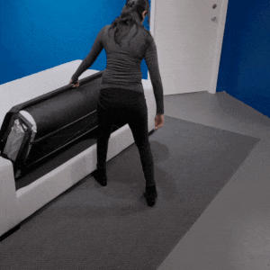 Animation of a fold-out sofa bed extending to reveal an independent mattress
