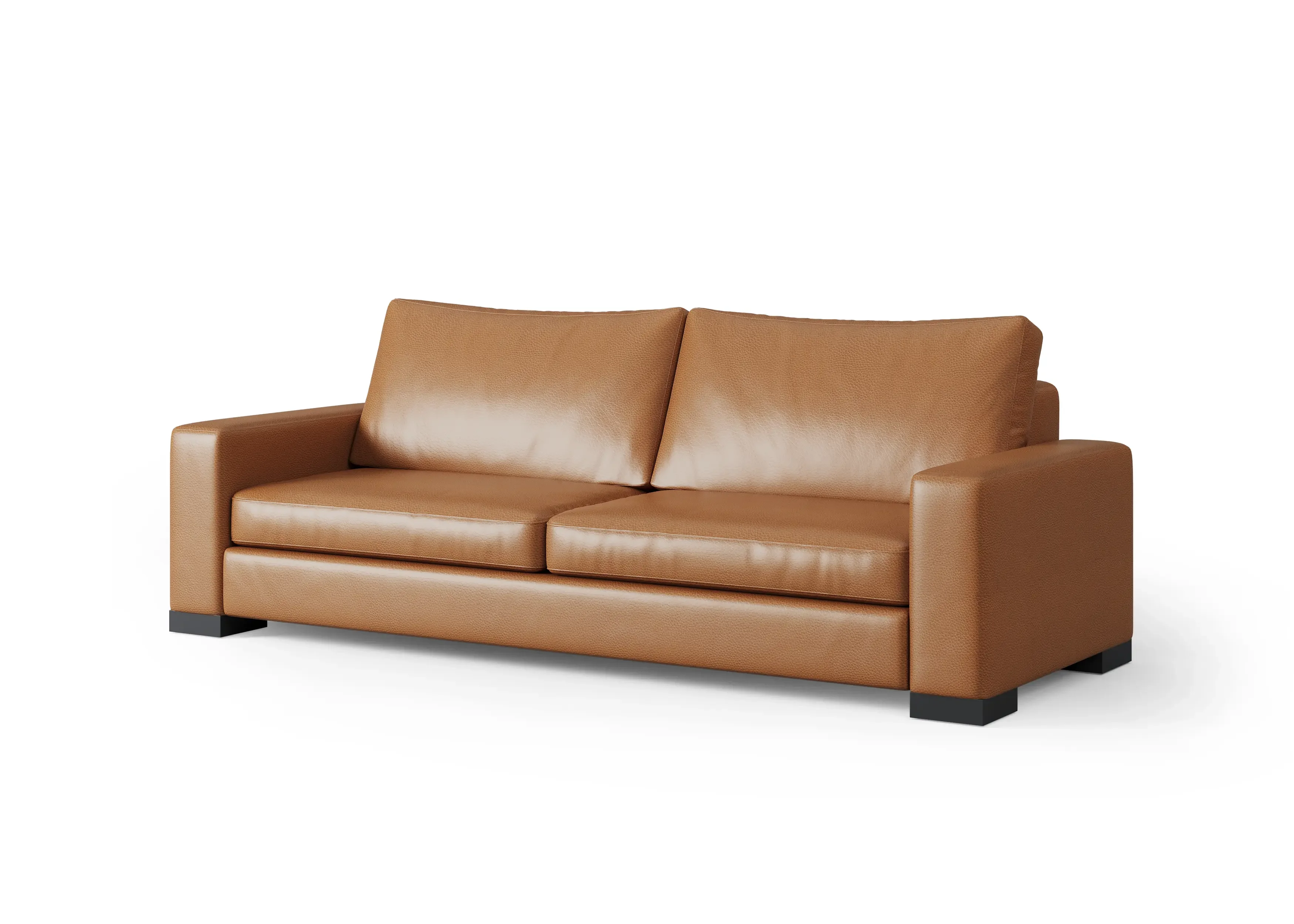 Zen sofa upholstered in tan top-grain leather