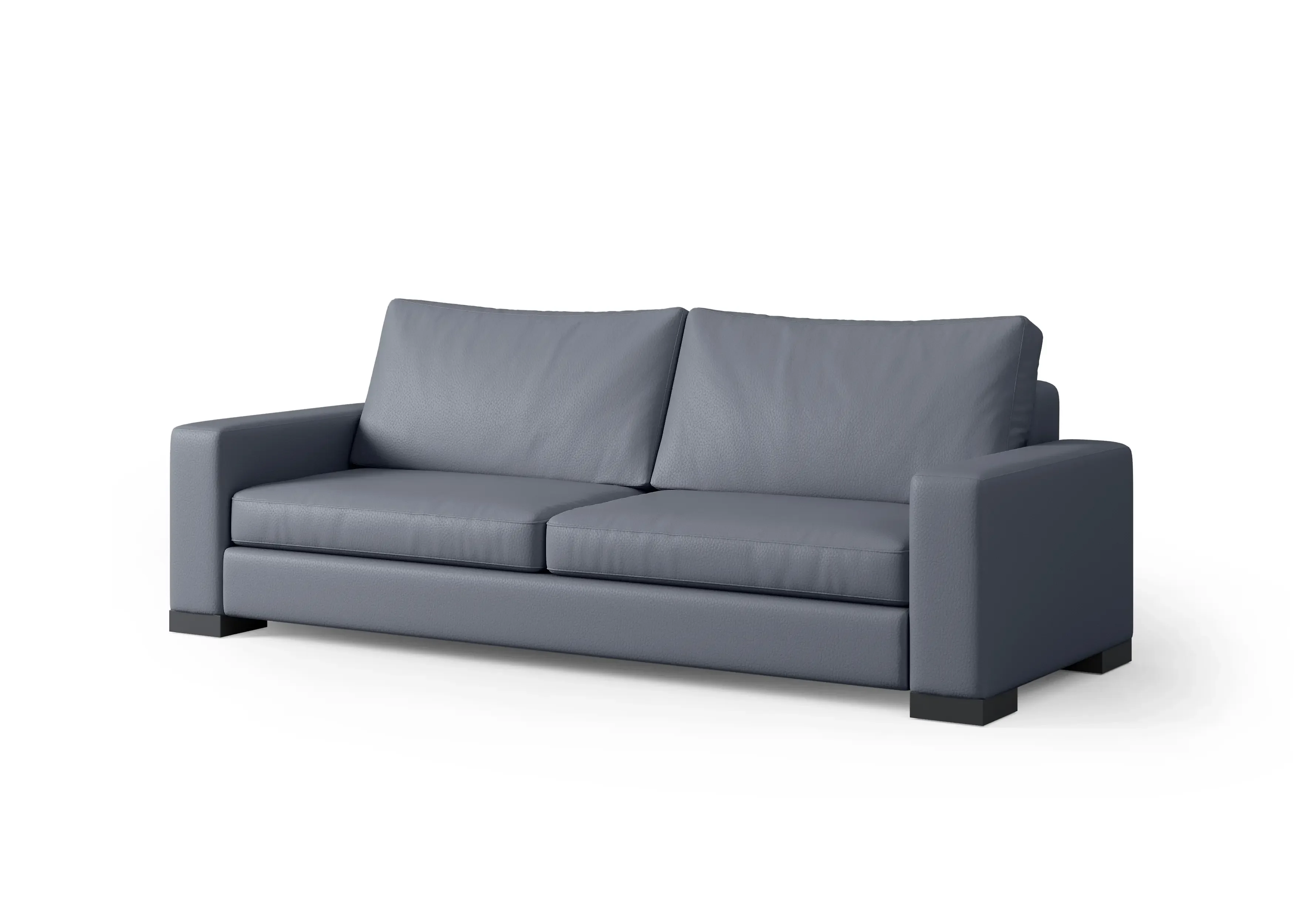 Zen sofa upholstered in slate-blue pebbled leather